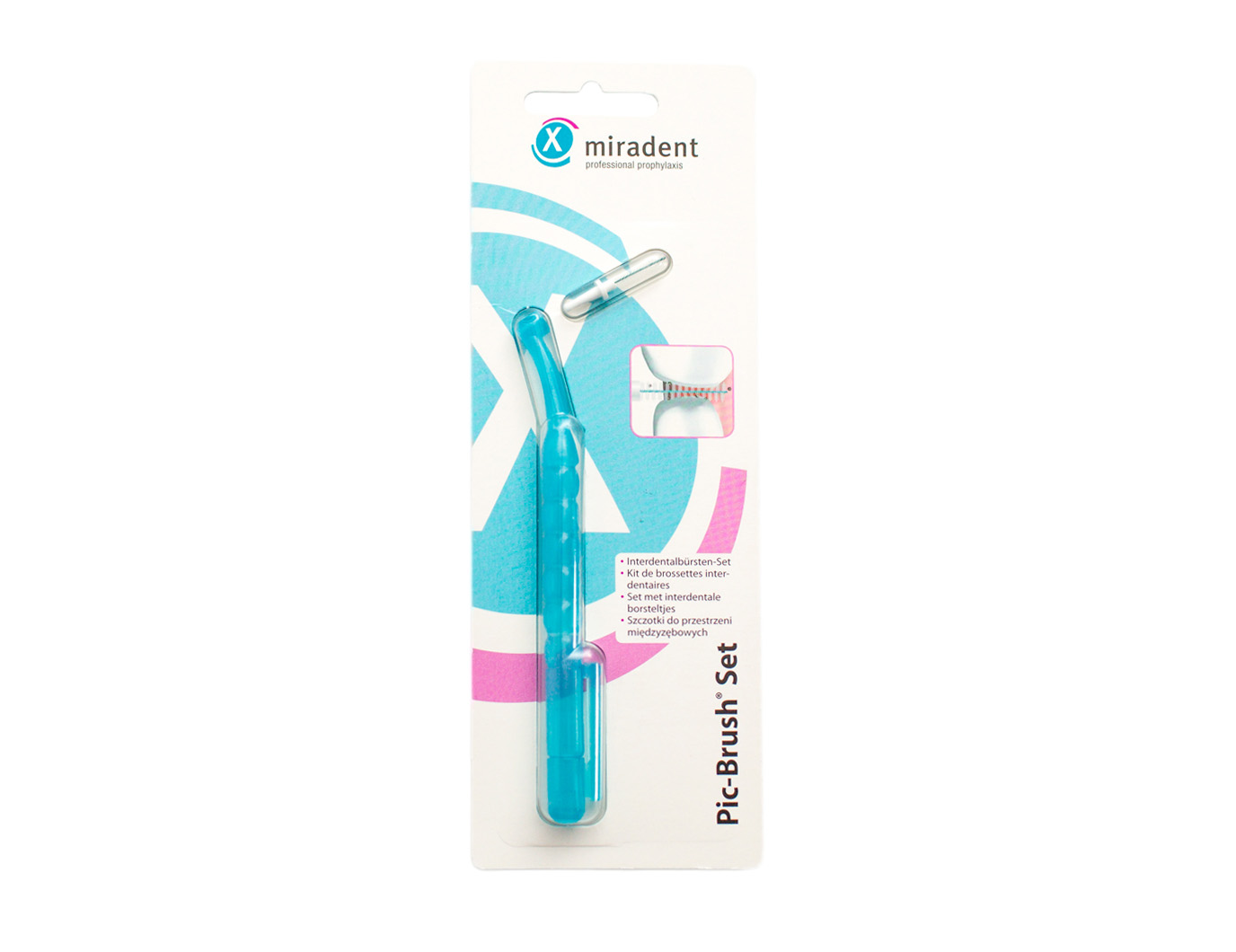 Miradent Pic Brush Set Blue ручка с одним ершиком для брекетов голубая