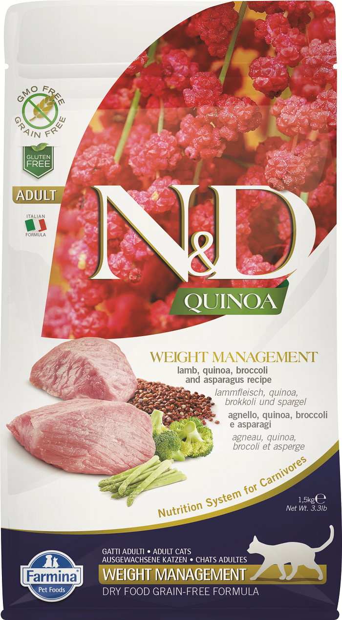 фото Сухой корм для кошек farmina n&d weight management adult quinoa, ягненок и киноа, 5кг