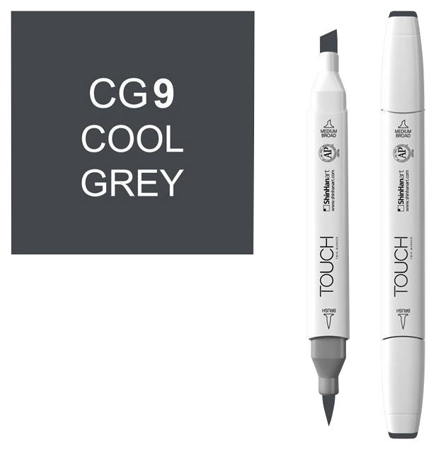 

Маркер двусторонний Touch Brush CG9 Холодный серый серый