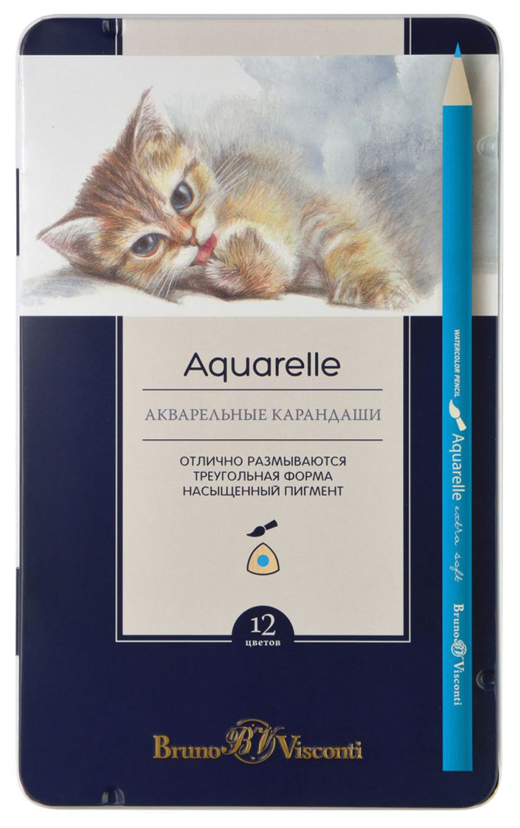 фото Карандаши акварельные с ложементом "aquarelle", 12 цветов brunovisconti