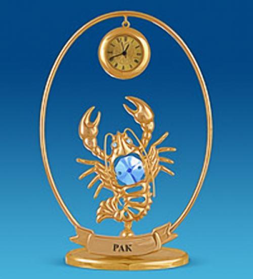 

Фигурка с часами crystal temptations, Знак Зодиака, Рак, Юнион, 13 см, Золотистый