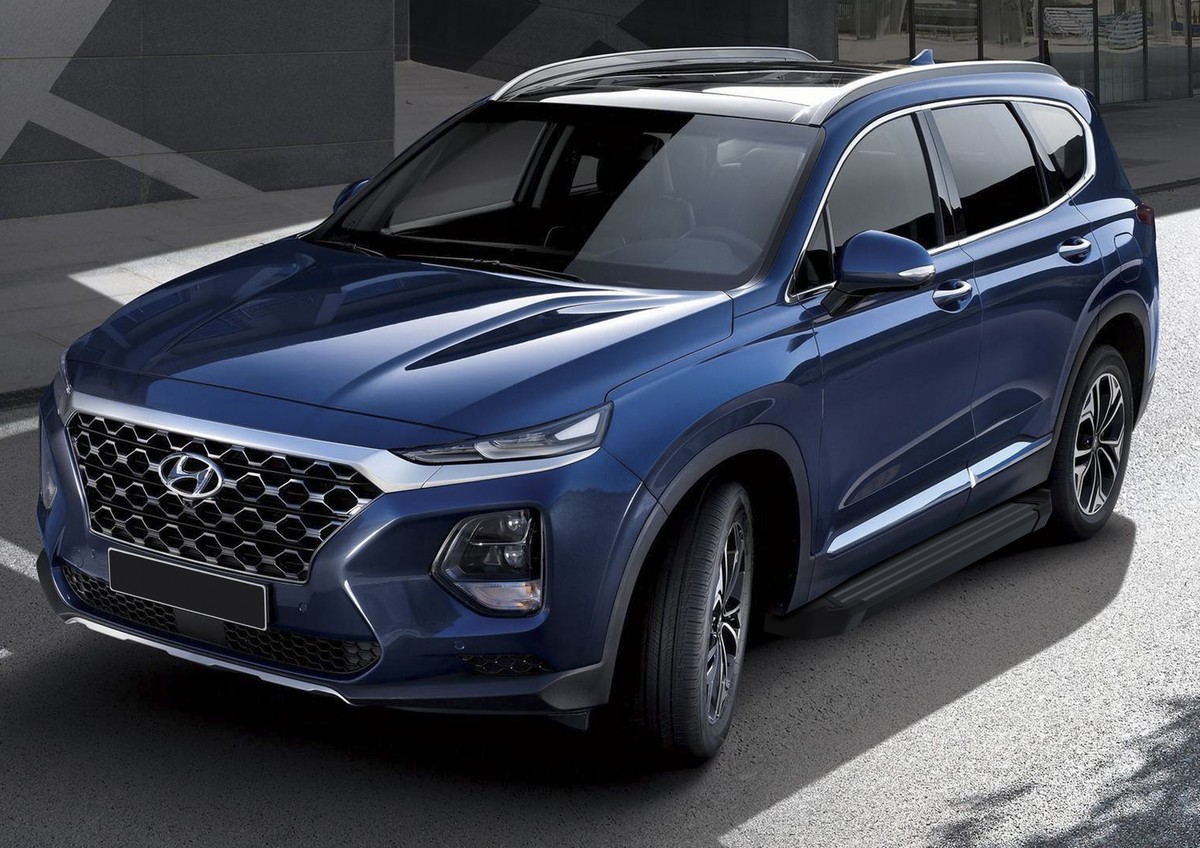 фото Пороги на автомобиль "black" rival hyundai santa fe iv 2018-2021, 180 см, f180alb.2307.1