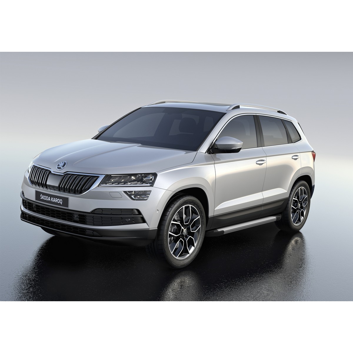 фото Пороги на автомобиль "silver" rival для skoda karoq 2020-н.в., 180 см, f180al.5103.1