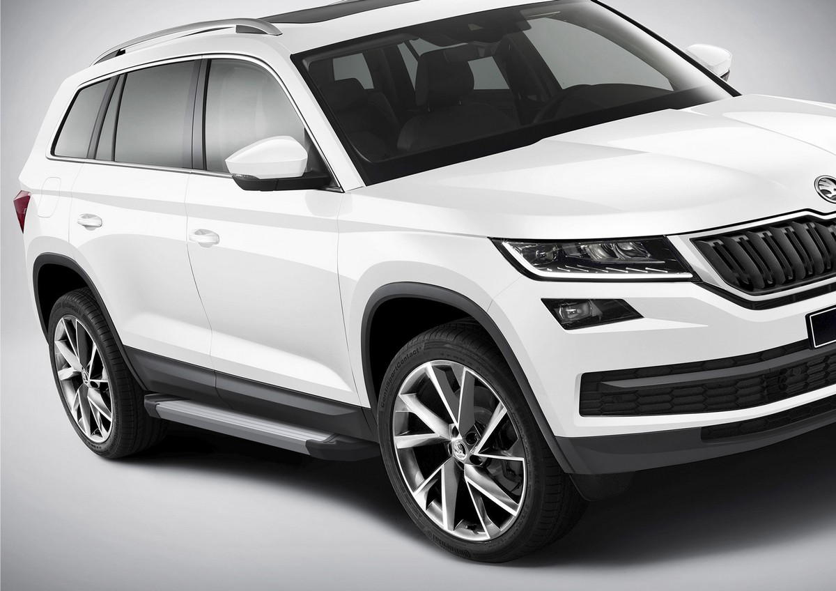 фото Пороги на автомобиль "silver" rival для skoda kodiaq 2017-н.в., 180 см, f180al.5102.2