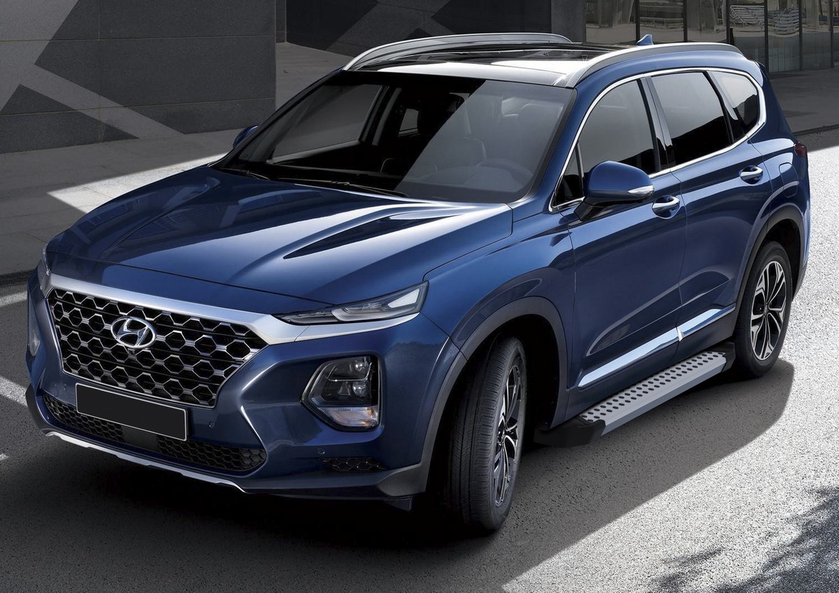 фото Пороги на автомобиль "bmw-style круг" rival hyundai santa fe iv 2018-2021, d180al.2307.1