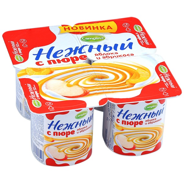 

Продукт йогуртный Кампина нежный с пюре яблока и абрикоса 0.1% 100 г