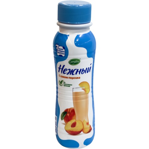 Напиток йогуртный Кампина нежный с соком персика 0.1% 285 г