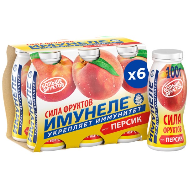 

Напиток Имунеле Сила фруктов кисломолочный со вкусом персика 1% 100 г