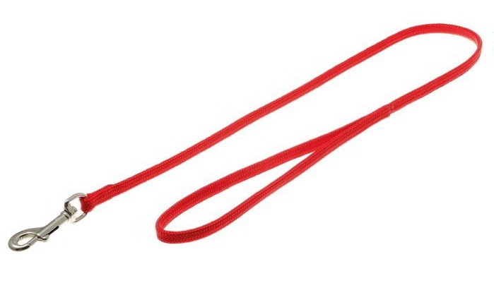 фото Поводок для собак zooone с карабином (лента-чулок), красный, 5 мм x 75 см