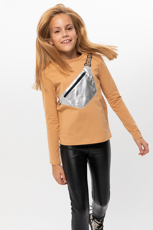 

Лонгслив детский Sela цв. коричневый р.146, 810050296