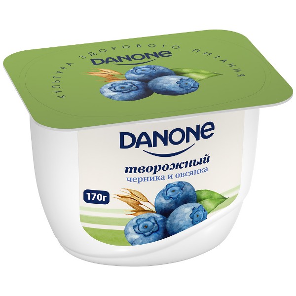 Продукт творожный Danone черника-овес 3,6% 170 г