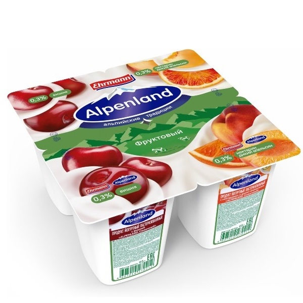 Йогуртный продукт Альпенлэнд вишня нектарин-дикий апельсин 0.3% 95 г