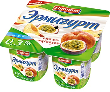 Продукт йогуртный Эрмигурт Легкий персик маракуйя 0.3% 100 г