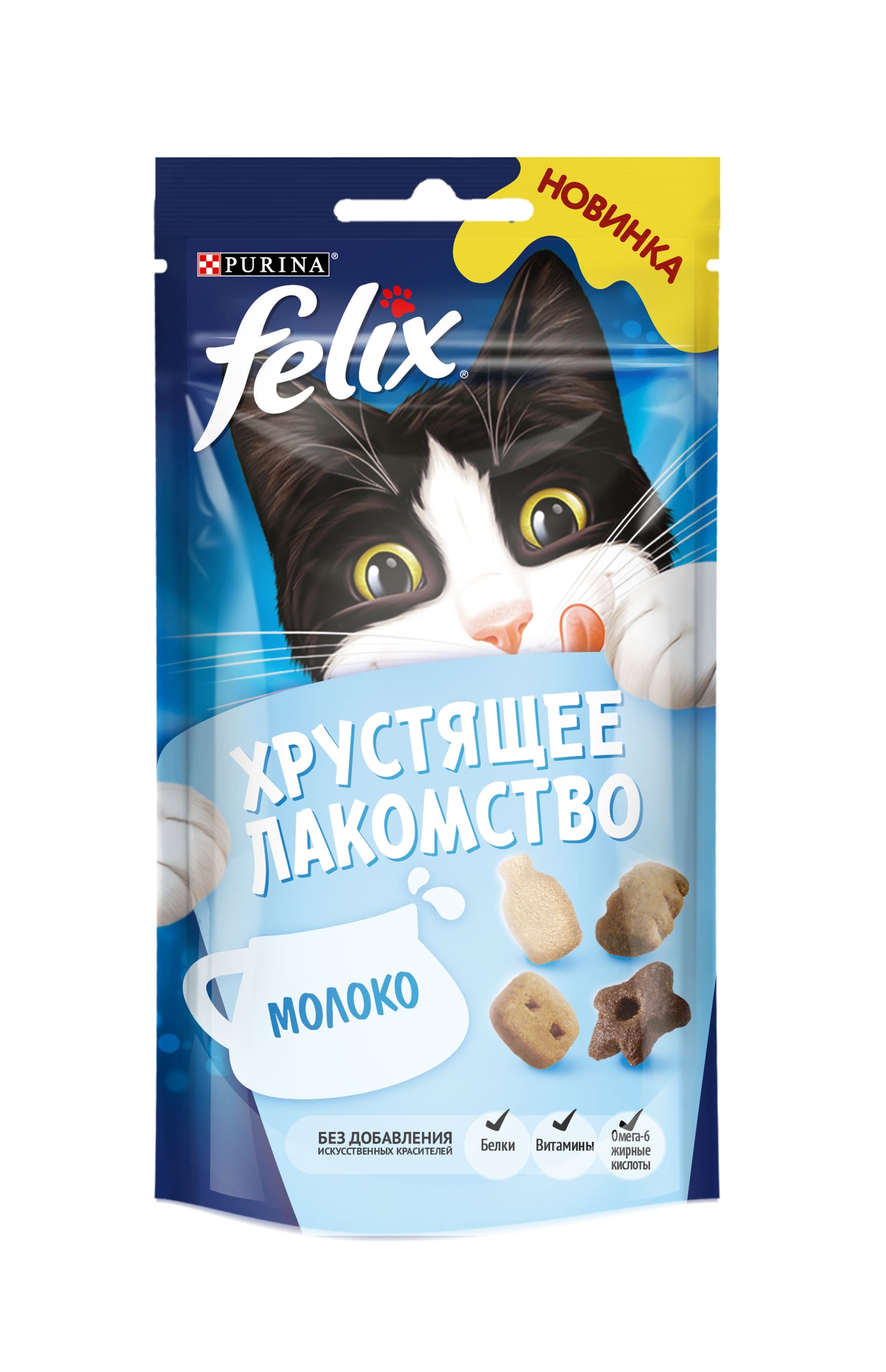 фото Лакомство для кошек felix хрустящее лакомство, с молоком, 60 г