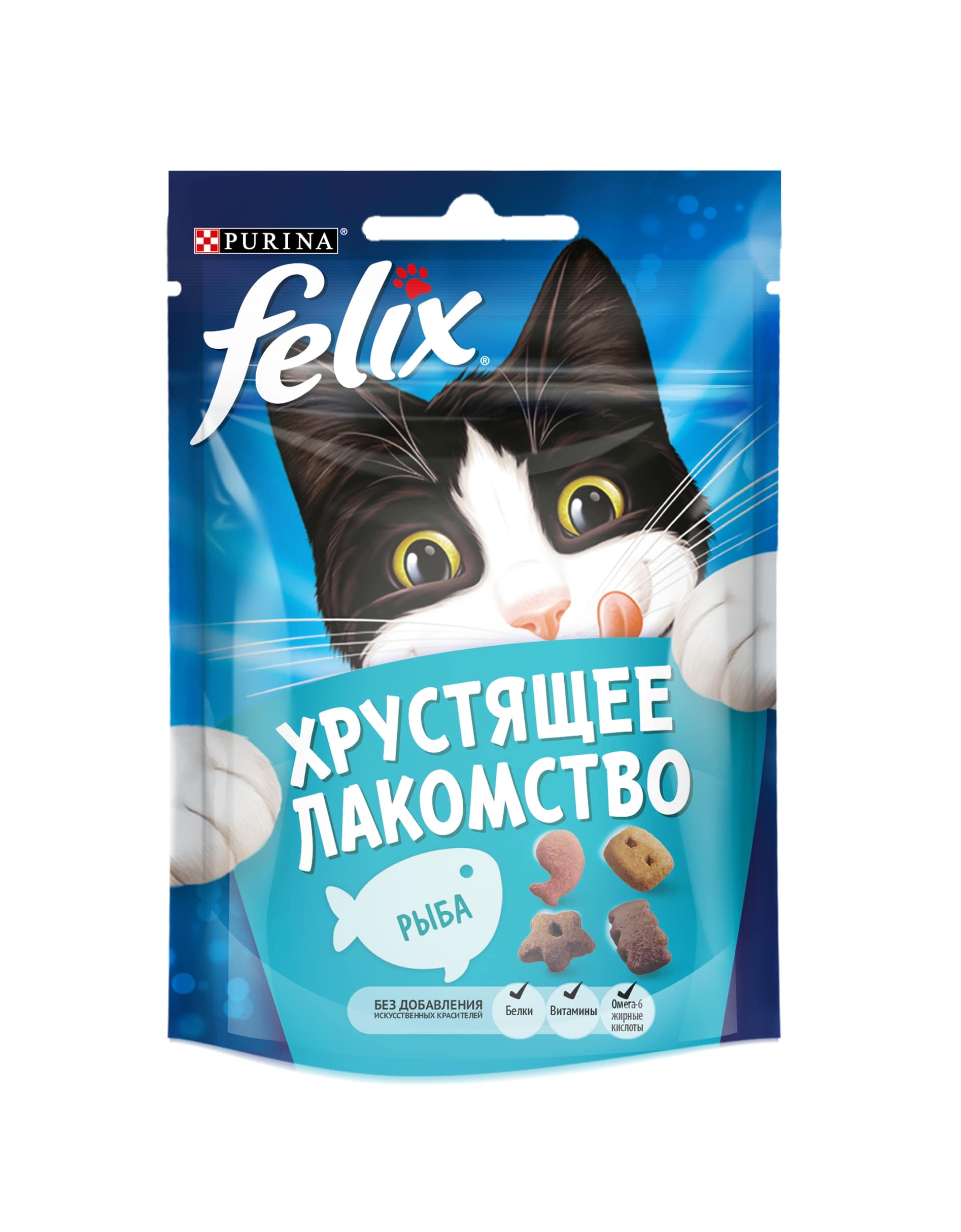 фото Лакомство для кошек felix хрустящее лакомство, с рыбой, 20 г