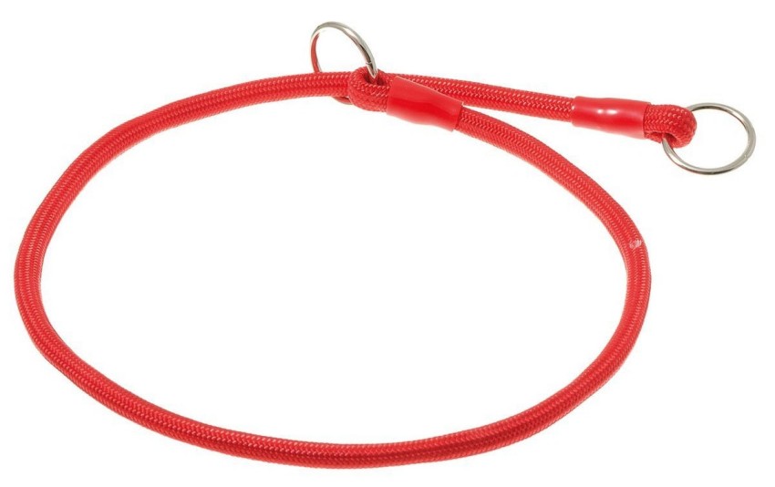 фото Zooone ошейник-удавка с двумя кольцами, круглый, 6 мм x 65 см (красный)