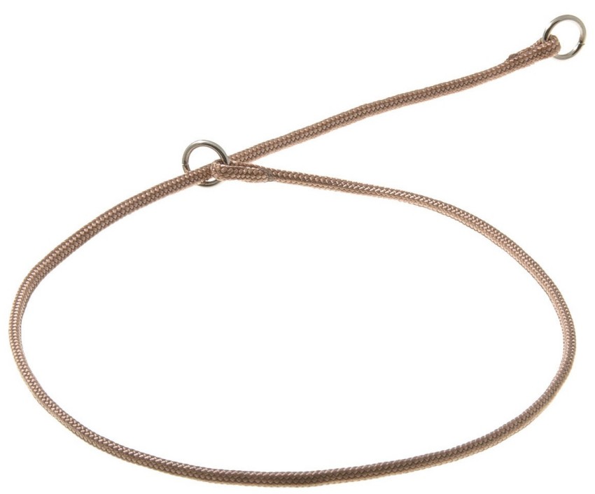 фото Zooone ошейник-удавка с двумя кольцами, круглый, кэмел, 3 мм x 50 см