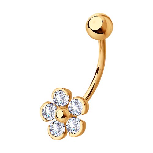 Пирсинг из красного золота с фианитом SOKOLOV 060215