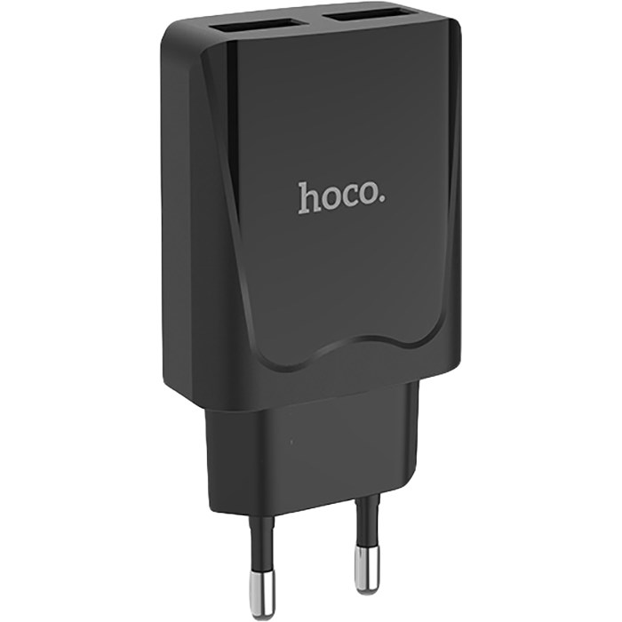 фото Сетевое зарядное устройство hoco c52a, 2xusb, 2,1 a, black