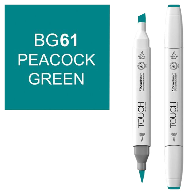 

Маркер Touch Brush двухсторонний на спиртовой основе 061 Зеленый переливчатый бирюзовый