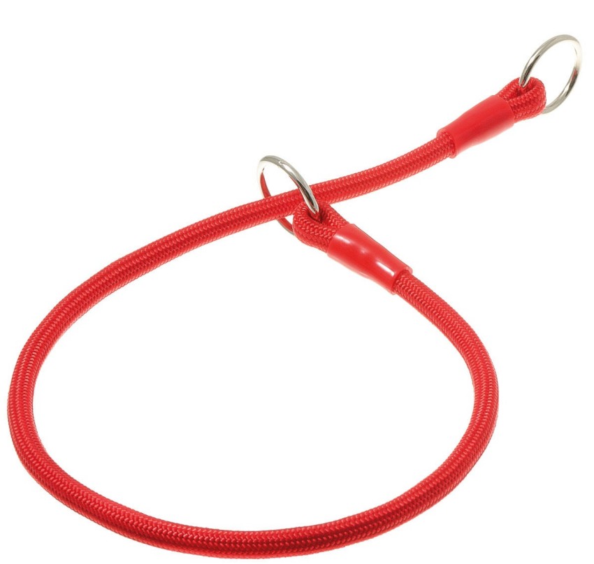 ZooOne Ошейник-удавка с двумя кольцами, круглый, 6 мм x 30 см (красный)