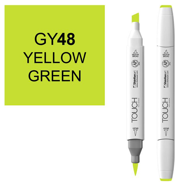 фото Маркер touch brush двухсторонний на спиртовой основе 048 желто-зеленый; желтый