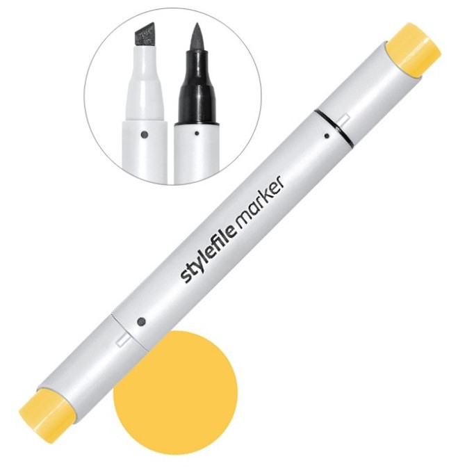 

Маркер двухсторонний Stylefile Brush ( 166 желтый дынный) желтый