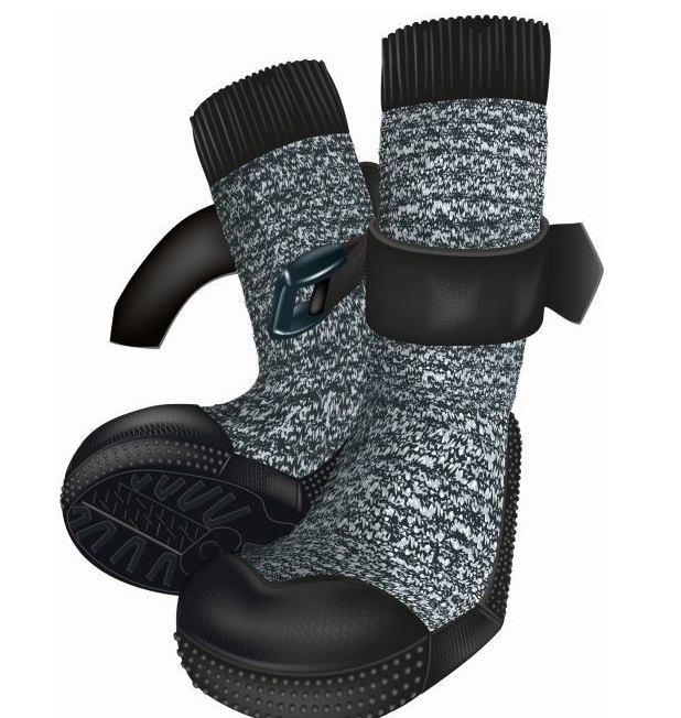 фото Защитные носки для лап trixie walker, xs, 2 штуки, черный, серый, 2 штуки