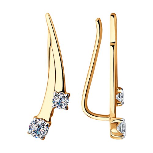 

Серьги клаймберы из желтого золота SOKOLOV 028589, фианит, 028589