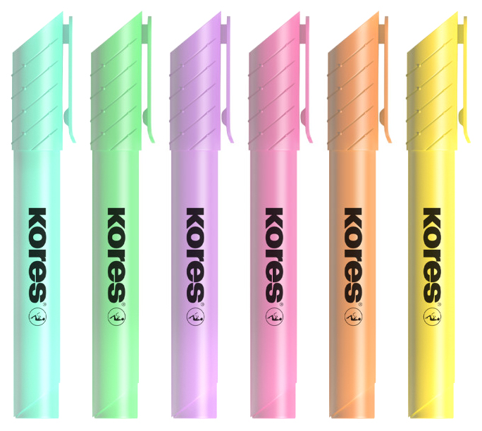 Текстовыделители Kores High Liner Plus, 1-5 мм, 6 цветов