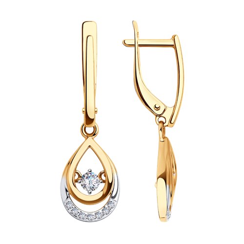 

Серьги подвески из желтого золота SOKOLOV 028236, фианит, 028236