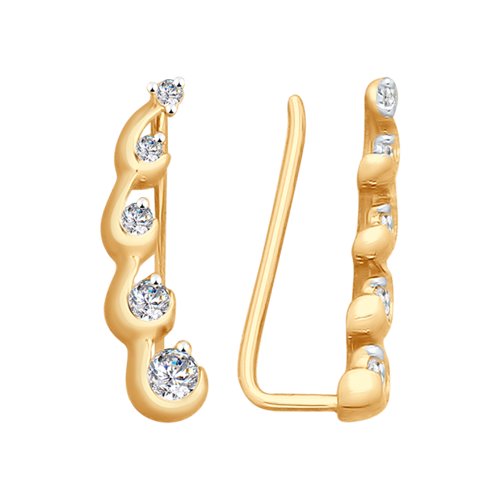 

Серьги клаймберы из желтого золота SOKOLOV 028047, фианит, 028047