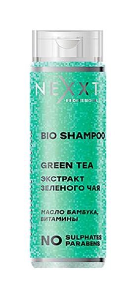 фото Шампунь для волос nexxt professional bio shampoo green teabio green tea, 200 мл