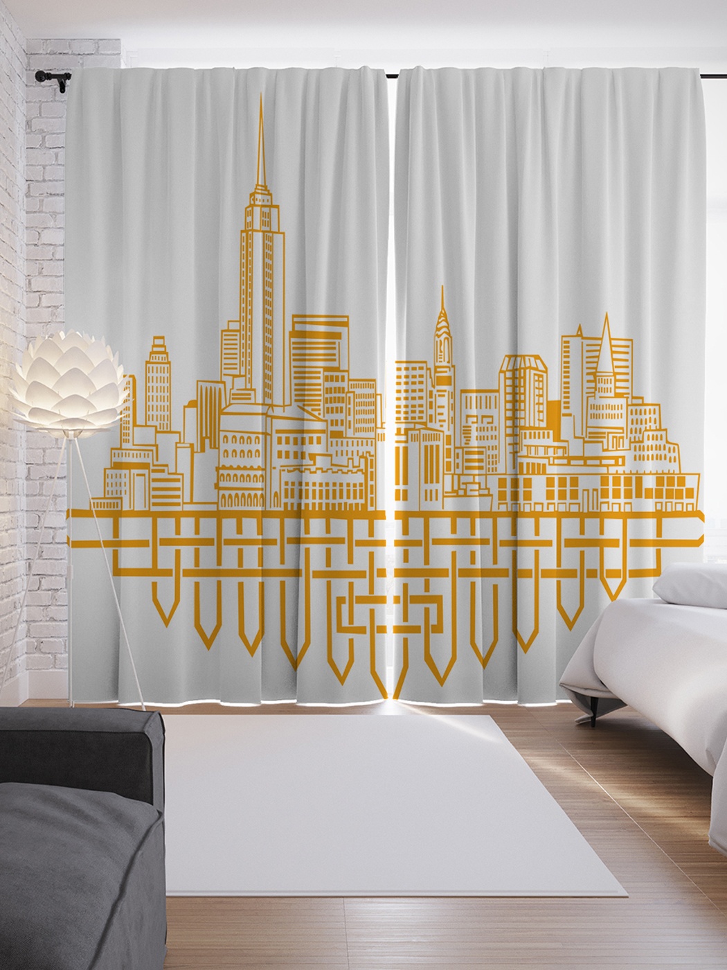 фото Шторы с фотопечатью "городское сплетение" из сатена, 290х265 см joyarty