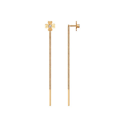 

Серьги продевки из желтого золота SOKOLOV 025302, фианит, 025302