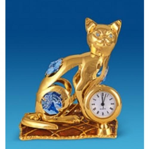 

Фигурка декоративная crystal temptations, Кошка на подушке, 7 см, с часами, Золотистый