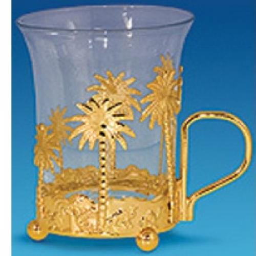 Набор стаканов с подстаканниками crystal temptations, 6 предметов, золото