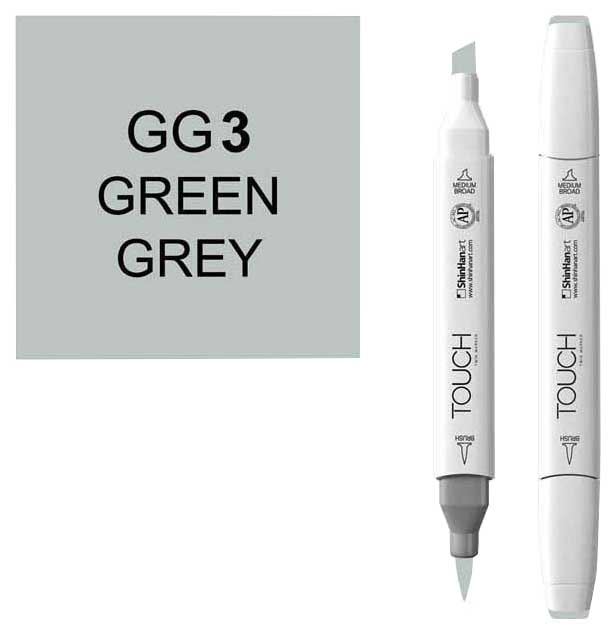 

Маркер Touch Brush двухсторонний на спиртовой основе Серо-зеленый GG3 серый; зеленый