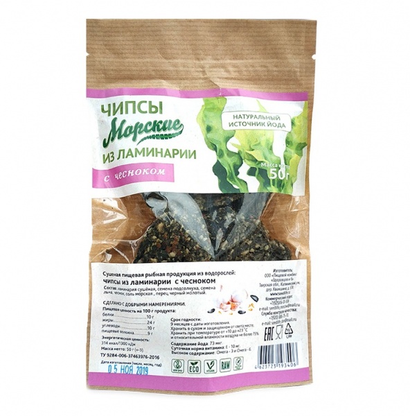 

Чипсы Здоровцов морские с чесноком 50 г