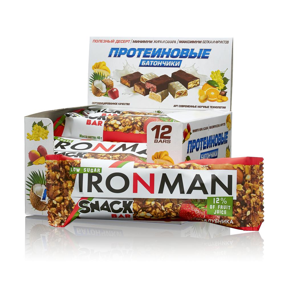 фото Батончик ironman snack bar 12 40 г, 12 шт., клубника