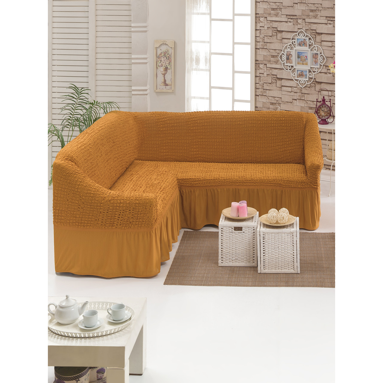 фото Чехол на диван karbeltex желтый