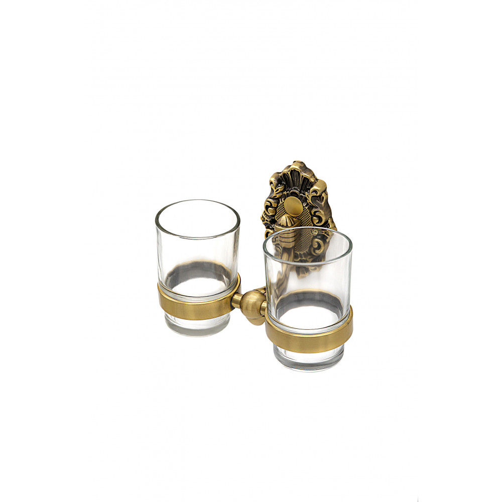 фото Держатель со стаканами milacio настенный, двойной mc.923.br, бронза ( коллекция valls )