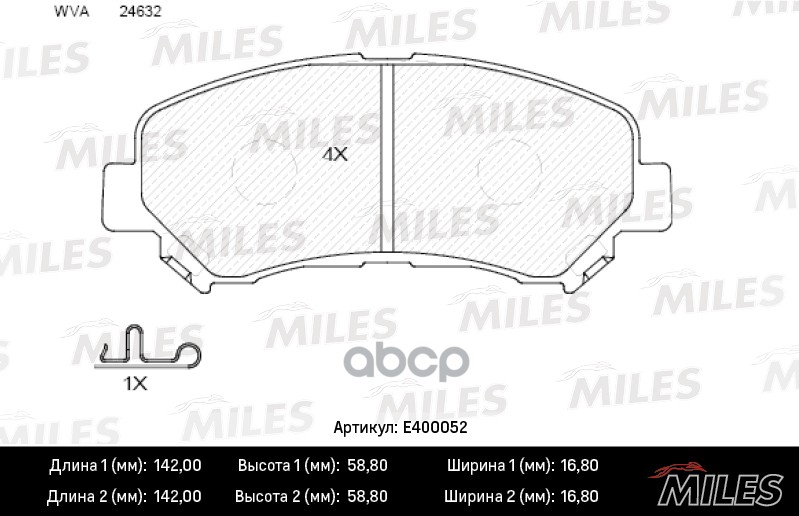 

Комплект тормозных колодок MILES E400052