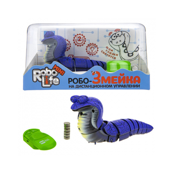 Игрушка функциональная 1toy Robo Life Робо-Змейка на ИК-управлении, синяя игрушка на дистанционном управлении 1toy robo life робо змейка песочная т18751