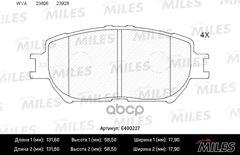 

Комплект тормозных колодок MILES E400227