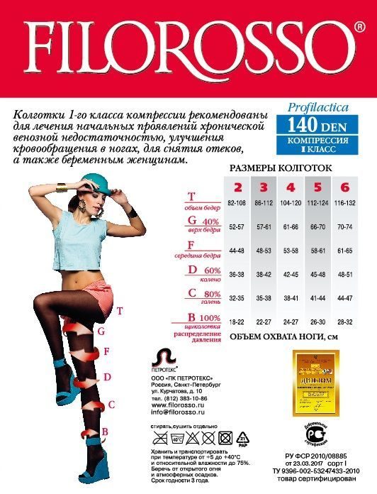 

Колготки Filorosso лечебно-профилактические Profilactica 140 den, 1 класс черный р.2, Profilactica 140 den
