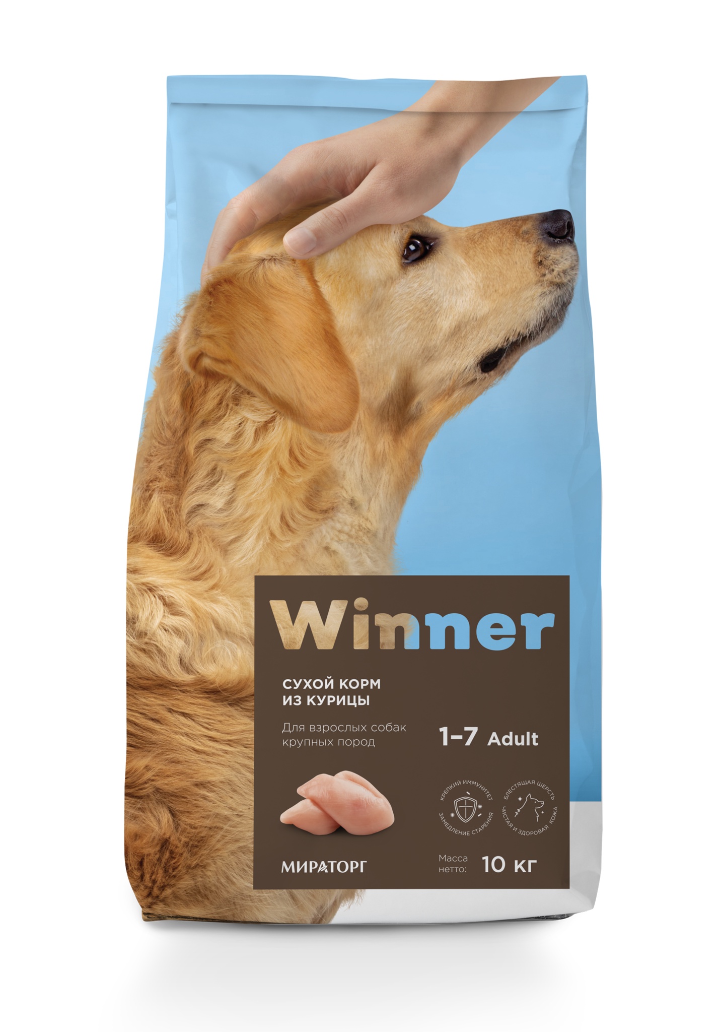 фото Сухой корм для взрослых собак крупных пород winner, с курицей, 10 кг