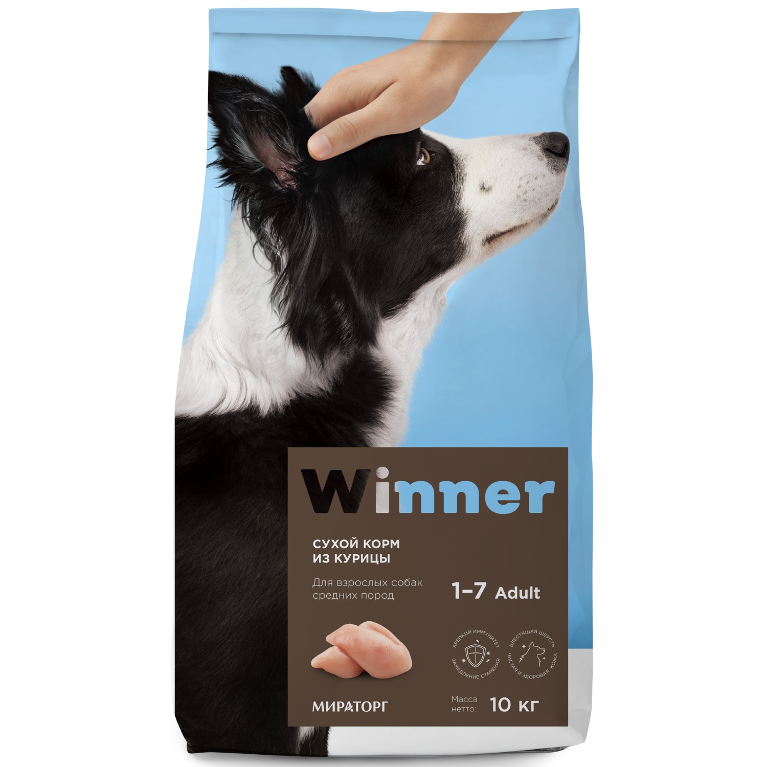 фото Сухой корм для взрослых собак средних пород winner, с курицей, 10 кг