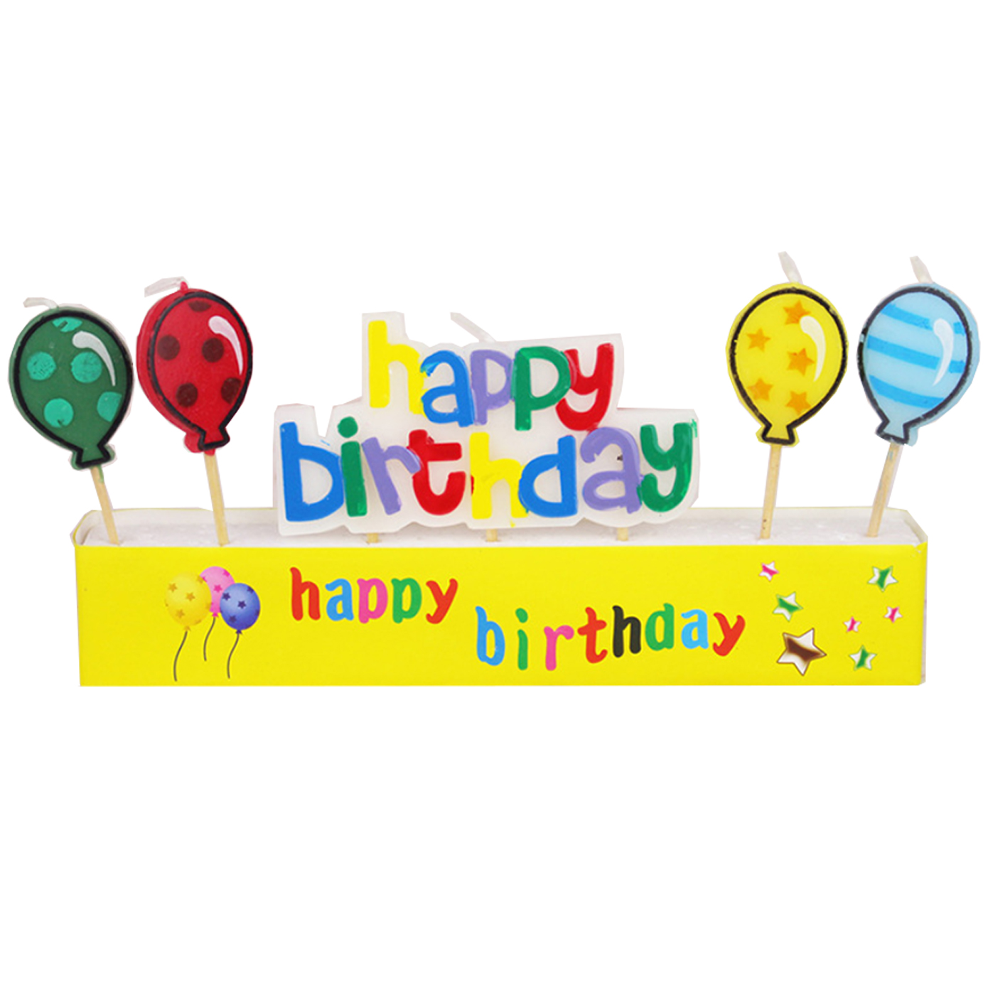 Набор свечей для торта Diligence party С Днем рождения! Воздушные шарики, 5 шт.