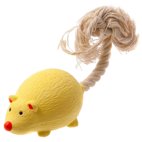 фото Zooone игрушка латексная l-423 мышь с канатным хвостом, 9 см